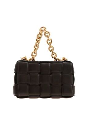 BOTTEGA VENETA BROWN CASSETTE Shoulder Bag with Gold Chain